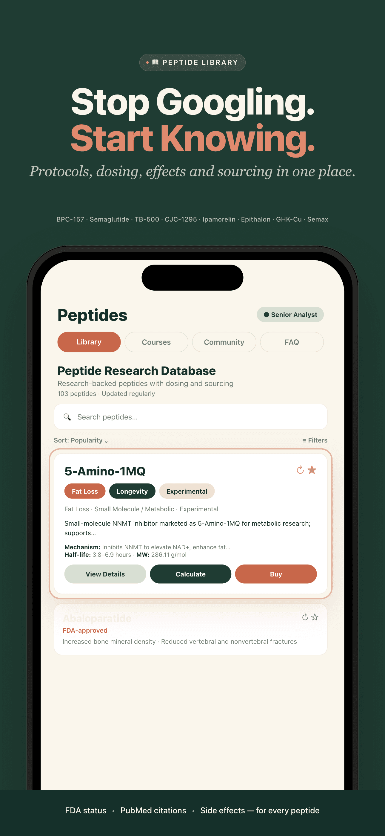 Peptide library research database